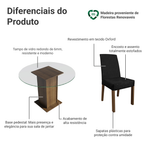 Conjunto Sala de Jantar Mesa Tampo de Vidro Redondo 4 Cadeiras Rustic/Oxford Mile Madesa
