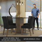 Conjunto Sala de Jantar Mesa Tampo de Madeira 4 Cadeiras Rustic/Preto/Oxford Livia Madesa