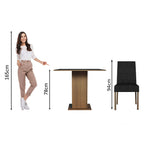 Conjunto Sala de Jantar Mesa Tampo de Madeira 4 Cadeiras Rustic/Preto/Oxford Karina Madesa
