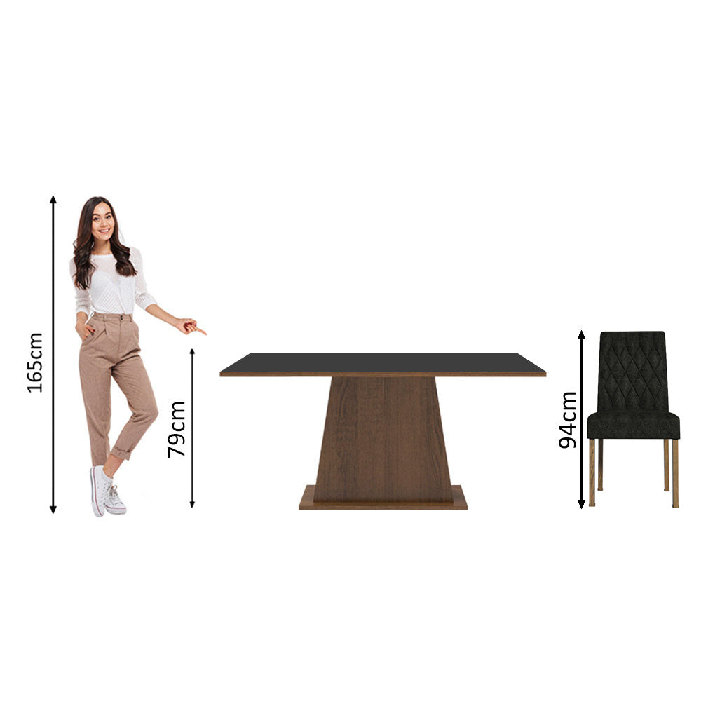 Conjunto Sala de Jantar Mesa Tampo de Madeira 4 Cadeiras Rustic/Preto/Oxford Ashley Madesa