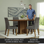 Conjunto Sala de Jantar Mesa Tampo de Madeira 4 Cadeiras Rustic/Silver Keila Madesa
