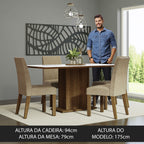 Conjunto Sala de Jantar Mesa Tampo de Madeira 4 Cadeiras Rustic/Branco/Imperial Keila Madesa