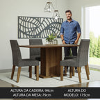 Conjunto Sala de Jantar Mesa Tampo de Madeira 4 Cadeiras Rustic/Crema/Silver Keila Madesa