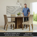 Conjunto Sala de Jantar Mesa Tampo de Madeira 4 Cadeiras Rustic/Cinza/Imperial Keila Madesa
