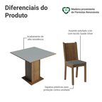 Conjunto Sala de Jantar Mesa Tampo de Madeira 4 Cadeiras Rustic/Cinza/Silver Samara Madesa