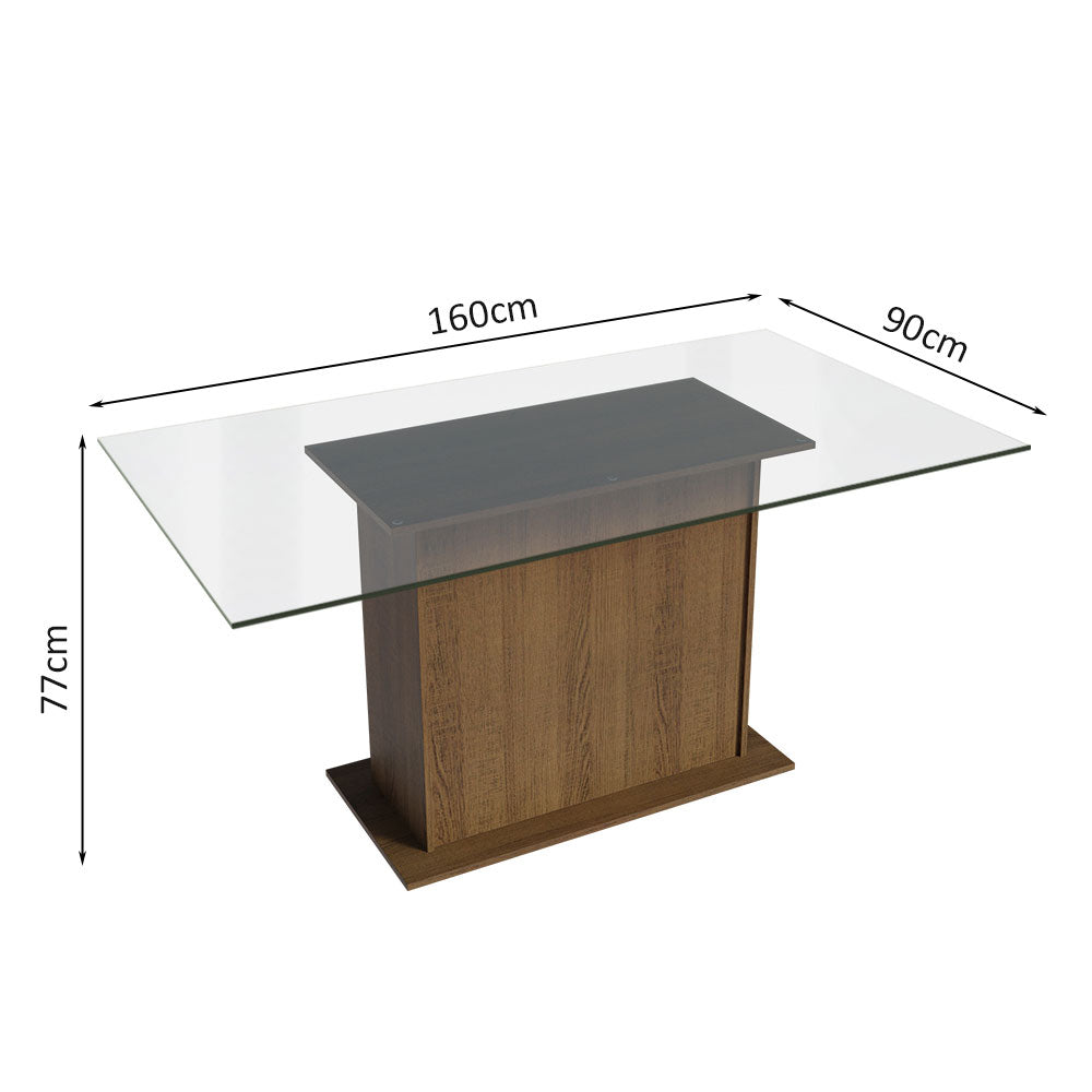 Conjunto Sala de Jantar Mesa Tampo de Vidro 4 Cadeiras Rustic/Floral Hibiscos Espanha Madesa