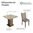 Conjunto Sala de Jantar Mesa Tampo de Vidro 4 Cadeiras Rustic/Crema/Hibiscos Tifani Madesa