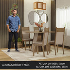 Conjunto Sala de Jantar Mesa Tampo de Madeira 4 Cadeiras Rustic/Crema/Bege Angel Madesa