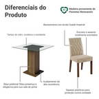 Conjunto Sala de Jantar Mesa Tampo de Vidro 4 Cadeiras Rustic/Imperial Noemi Madesa
