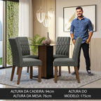 Conjunto Sala de Jantar Mesa Tampo de Vidro 4 Cadeiras Rustic/Preto/Silver Noemi Madesa