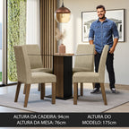 Conjunto Sala de Jantar Mesa Tampo de Vidro 4 Cadeiras Rustic/Preto/Imperial Ivy Madesa