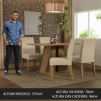 Conjunto Sala de Jantar Mesa Tampo de Madeira 4 Cadeiras Rustic/Imperial Agnes Madesa