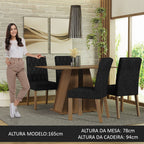 Conjunto Sala de Jantar Mesa Tampo de Madeira 4 Cadeiras Rustic/Oxford Gisele Madesa