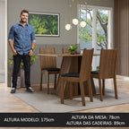 Conjunto Sala de Jantar Mesa Tampo de Madeira 4 Cadeiras Rustic/Preto Marilyn Madesa