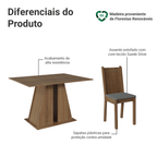 Conjunto Sala de Jantar Mesa Tampo de Madeira 4 Cadeiras Rustic/Silver Marilyn Madesa