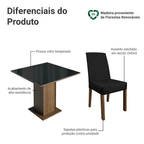 Conjunto Sala de Jantar Mesa Tampo de Vidro 4 Cadeiras Rustic/Preto Oxford Evelin Madesa