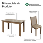 Conjunto Sala de Jantar Magnólia Mesa Tampo de Vidro 4 Cadeiras Rustic/Crema/Sintético Bege Madesa