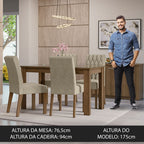 Conjunto Sala de Jantar Mesa Tampo de Vidro 4 Cadeiras Rustic/Imperial Celina Madesa