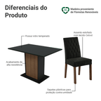 Conjunto Sala de Jantar Mesa Tampo de Vidro 4 Cadeiras Rustic/Preto/Oxford Reale Madesa