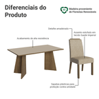 Conjunto Sala de Jantar Tampo de Madeira 4 Cadeiras Rustic/Crema/Imperial Évora Madesa