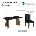 Conjunto Sala de Jantar Tampo de Madeira 4 Cadeiras Rustic/Preto/Oxford Tulum Madesa