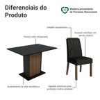 Conjunto Sala de Jantar Tampo de Vidro 4 Cadeiras Rustic/Preto/Oxford Pitanga Madesa