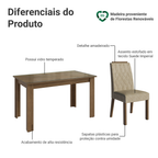 Conjunto Sala de Jantar Tampo de Vidro 4 Cadeiras Rustic/Imperial Pétala Madesa