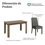 Conjunto Sala de Jantar Tampo de Madeira 4 Cadeiras Rustic/Silver Hera Madesa