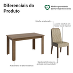 Conjunto Sala de Jantar Tampo de Madeira 4 Cadeiras Rustic/Imperial Hera Madesa