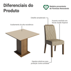 Conjunto Sala de Jantar Tampo de Madeira 4 Cadeiras Rustic/Crema/Imperial Verbena Madesa