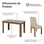 Conjunto Sala de Jantar Lumina Mesa Tampo de Madeira 4 Cadeiras Rustic/Crema/Suede Imperial Madesa