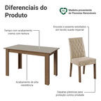 Conjunto Sala de Jantar Lótus Mesa Tampo de Madeira 4 Cadeiras Rustic/Crema/Suede Imperial Madesa