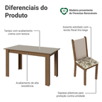 Conjunto Sala de Jantar Alva Mesa Tampo de Madeira 4 Cadeiras Rustic/Crema/Lírio Bege Madesa