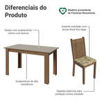 Conjunto Sala de Jantar Amora Mesa Tampo de Madeira 4 Cadeiras Rustic/Crema/Lírio Bege Madesa
