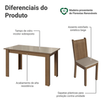 Conjunto Sala de Jantar Avelã Mesa Tampo de Vidro 4 Cadeiras Rustic/Crema/Sintético Bege Madesa