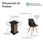 Conjunto Sala de Jantar Denali Mesa Tampo de Vidro 4 Cadeiras Preto/Rustic/Preto Madesa
