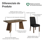 Conjunto Sala de Jantar Tampo com Vidro 4 Cadeiras Rustic/Oxford Todi Madesa