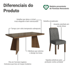 Conjunto Sala de Jantar Tampo com Vidro 4 Cadeiras Rustic/Silver Todi Madesa