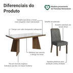 Conjunto Sala de Jantar Tampo com Vidro 4 Cadeiras Rustic/Branco/Silver Todi Madesa