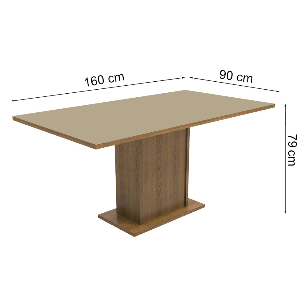 Conjunto Sala de Jantar Madesa Ohana Mesa Tampo de Madeira com 6 Cadeiras Rustic/Crema/Sintético Bege