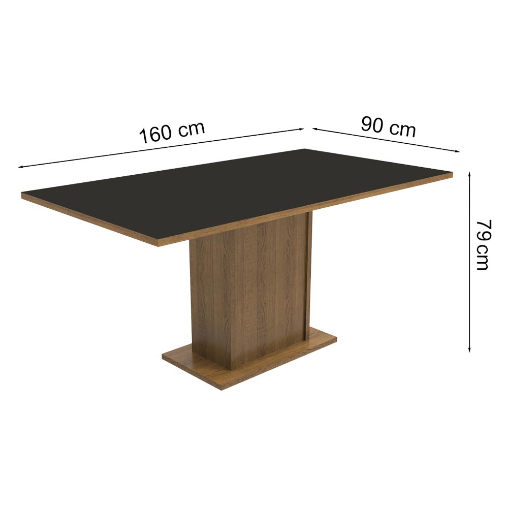 Conjunto Sala de Jantar Madesa Ohana Mesa Tampo de Madeira com 6 Cadeiras Rustic/Preto/Sintético Preto