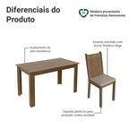 Conjunto Sala de Jantar Madesa Analu Mesa Tampo de Madeira com 6 Cadeiras Rustic/Sintético Bege