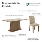 Conjunto Sala de Jantar Mesa Tampo de Vidro 6 Cadeiras Rustic/Crema/Imperial Stéfani Madesa