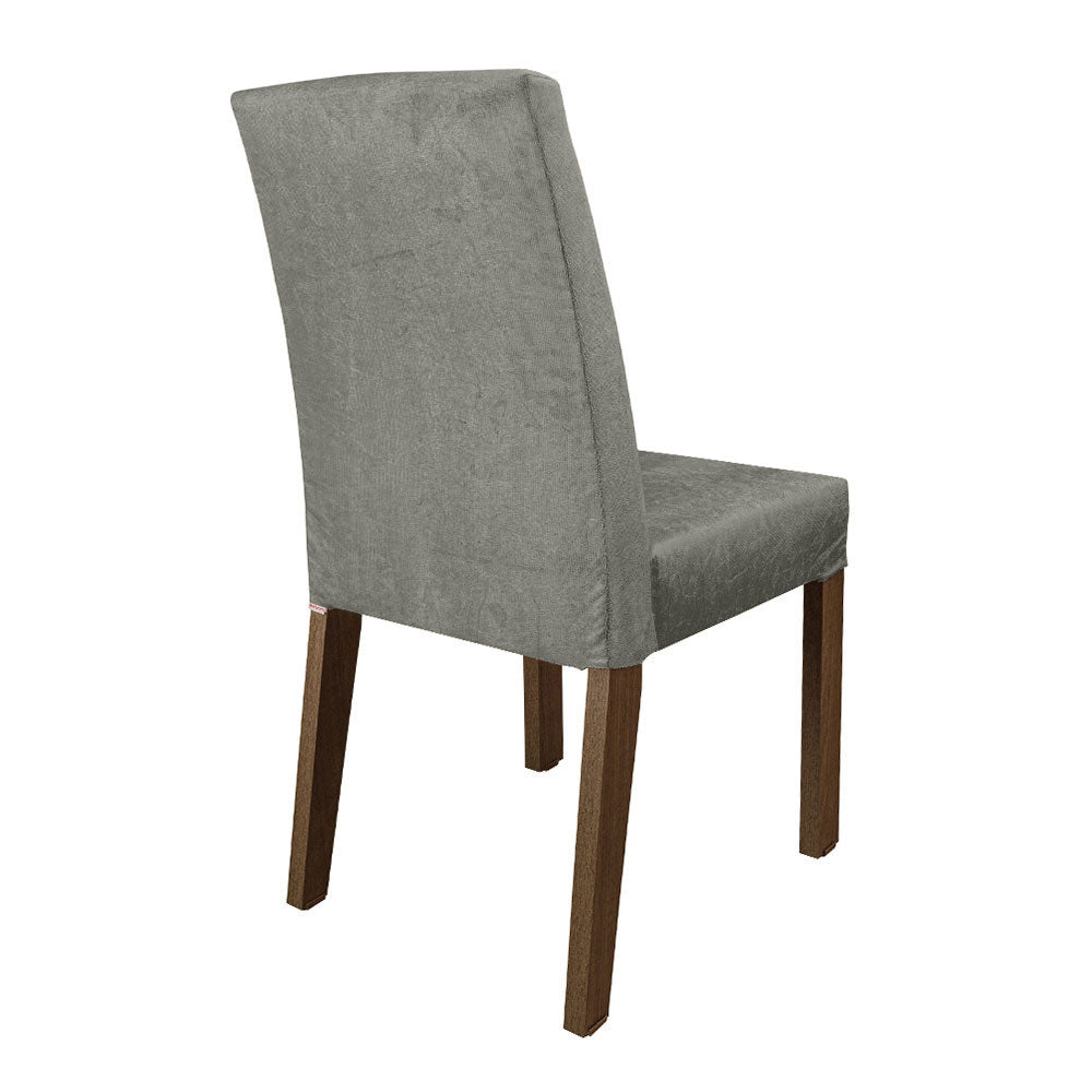 Conjunto Sala de Jantar Mesa Tampo de Vidro 6 Cadeiras Rustic/Branco/Silver Geórgia Madesa