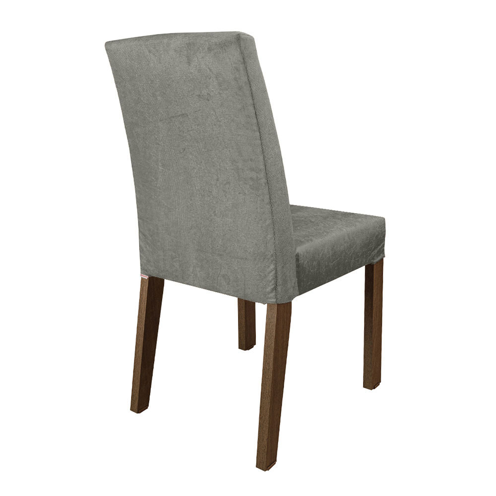 Conjunto Sala de Jantar Mesa Tampo de Vidro 6 Cadeiras Rustic/Cinza/Silver Geórgia Madesa