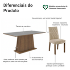 Conjunto Sala de Jantar Mesa Tampo de Madeira 6 Cadeiras Rustic/Cinza/Imperial Britney Madesa