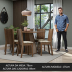 Conjunto Sala de Jantar Mesa Tampo de Madeira 6 Cadeiras Rustic/Crema/Lírio Bege Sharon Madesa