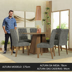 Conjunto Sala de Jantar Mesa Tampo de Madeira 6 Cadeiras Rustic/Silver Fabiana Madesa