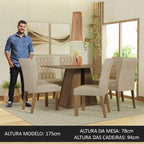 Conjunto Sala de Jantar Mesa Tampo de Madeira 6 Cadeiras Rustic/Imperial Fabiana Madesa