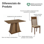 Conjunto Sala de Jantar Mesa Tampo de Madeira 6 Cadeiras Rustic/Bege Beverly Madesa